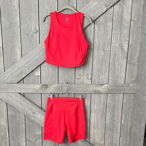 Spyder set Bright Red Athletic Tank and bikers